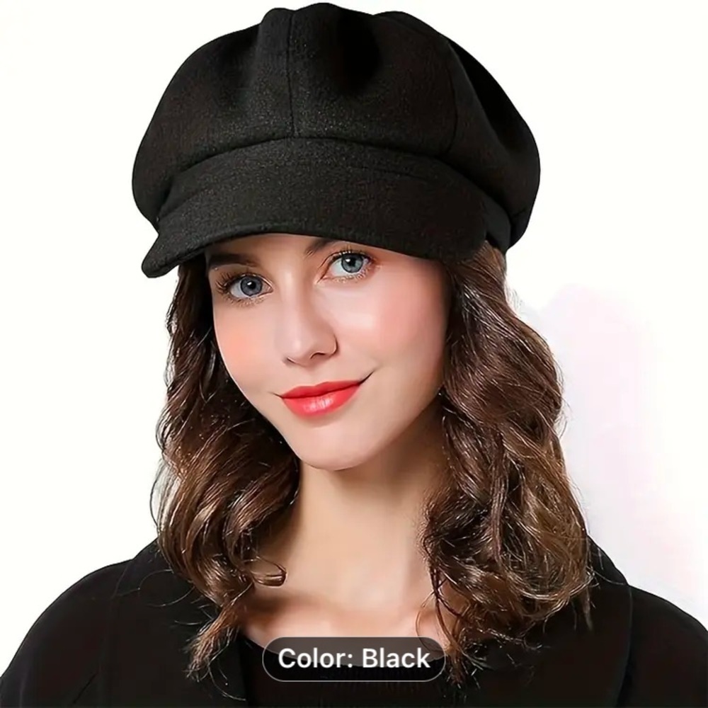 New Newsboy Hat Black - Picture 2 of 7